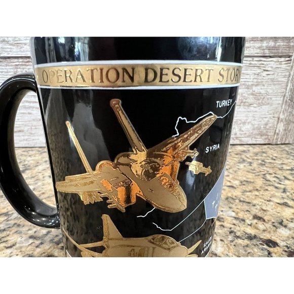Vintage Kapan-Kent 22K Gold Operation Desert Storm Kuwait Liberated Coffee Mug  - Picture 4 of 9